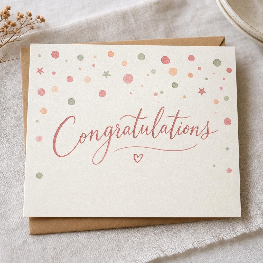 Watercolor confetti congratulations greeting card.